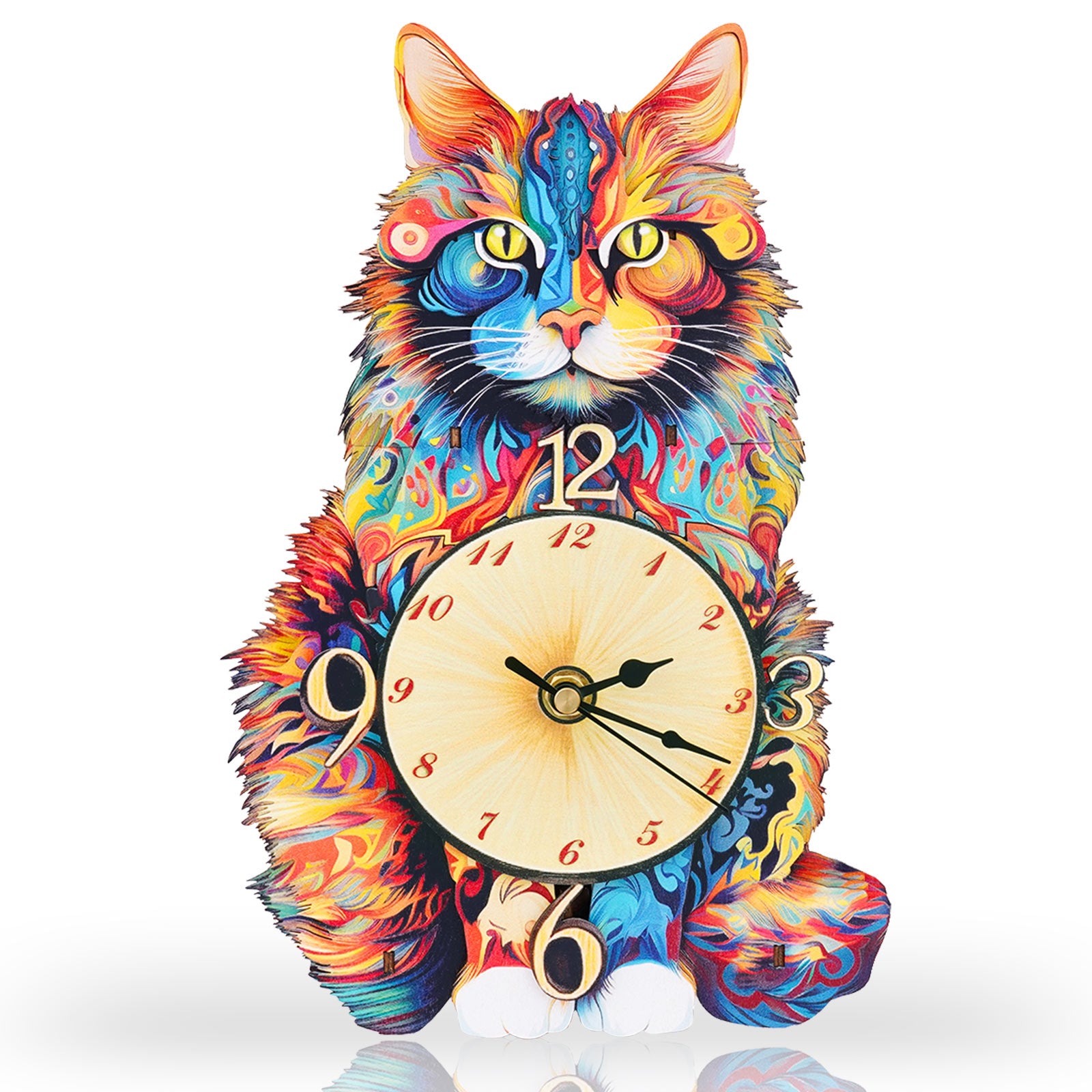 Maine Coon â€“ DIY Wooden Clock, 3D Puzzle Craft Kit