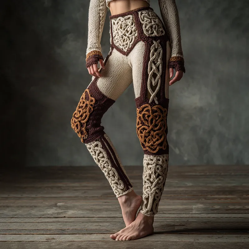 Women's Vintage Viking Celtic Knot Pattern Cozy Leggings