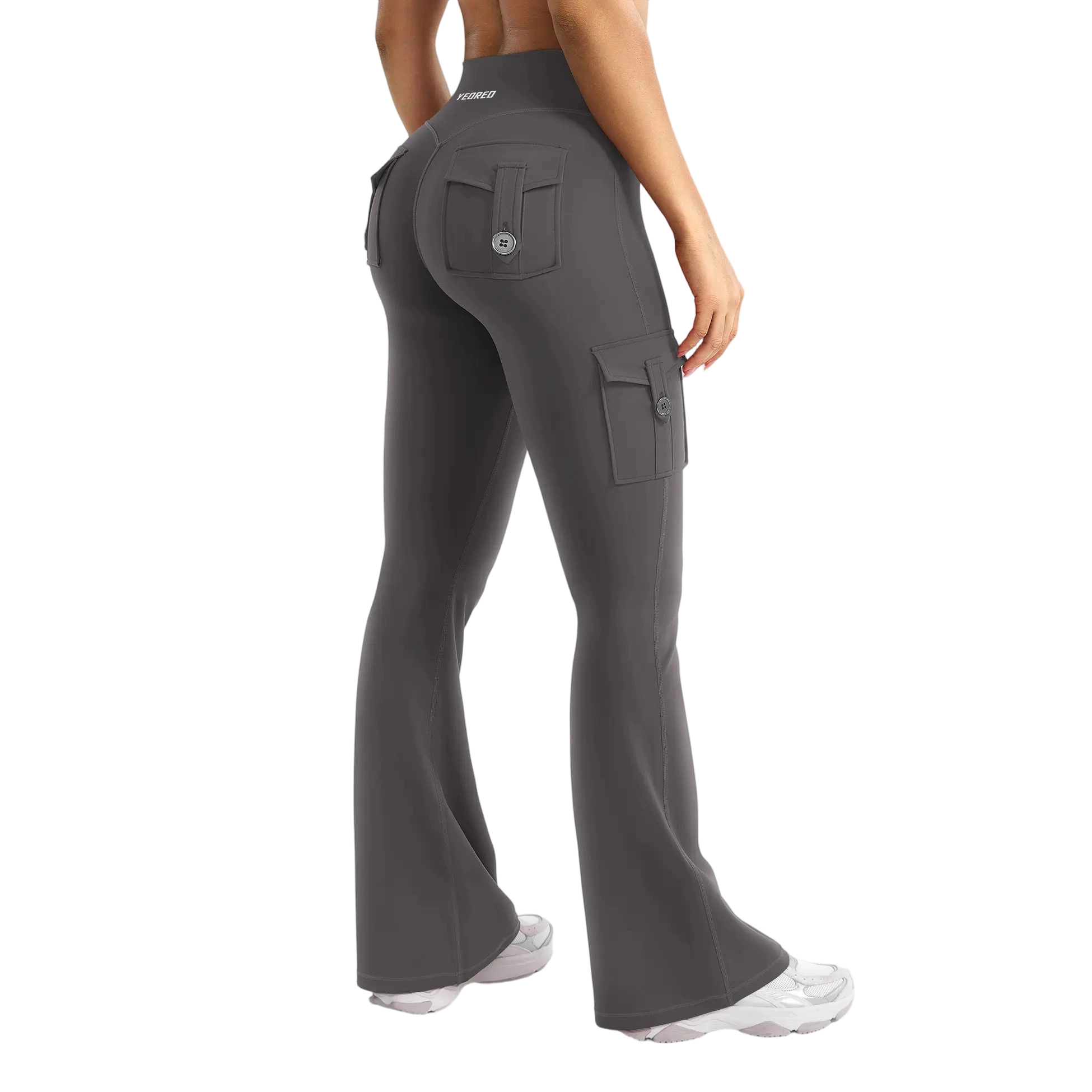 Women's Workout Flare Leggings with Pockets Hidden Scrunch High Waisted Cargo Gym Yoga