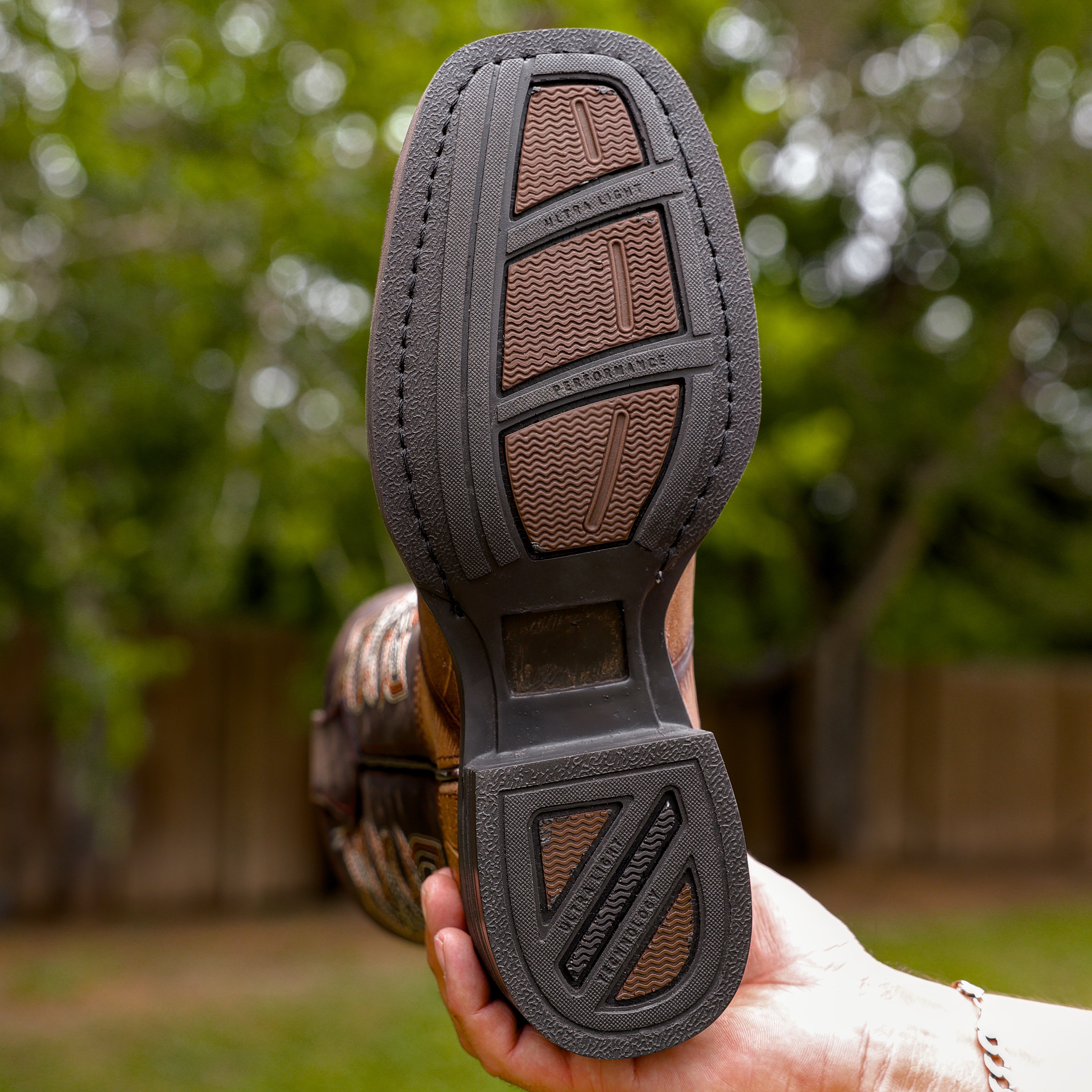 Moka American Gator Belly Leather Boots With Lightweight Soles - Square Toe