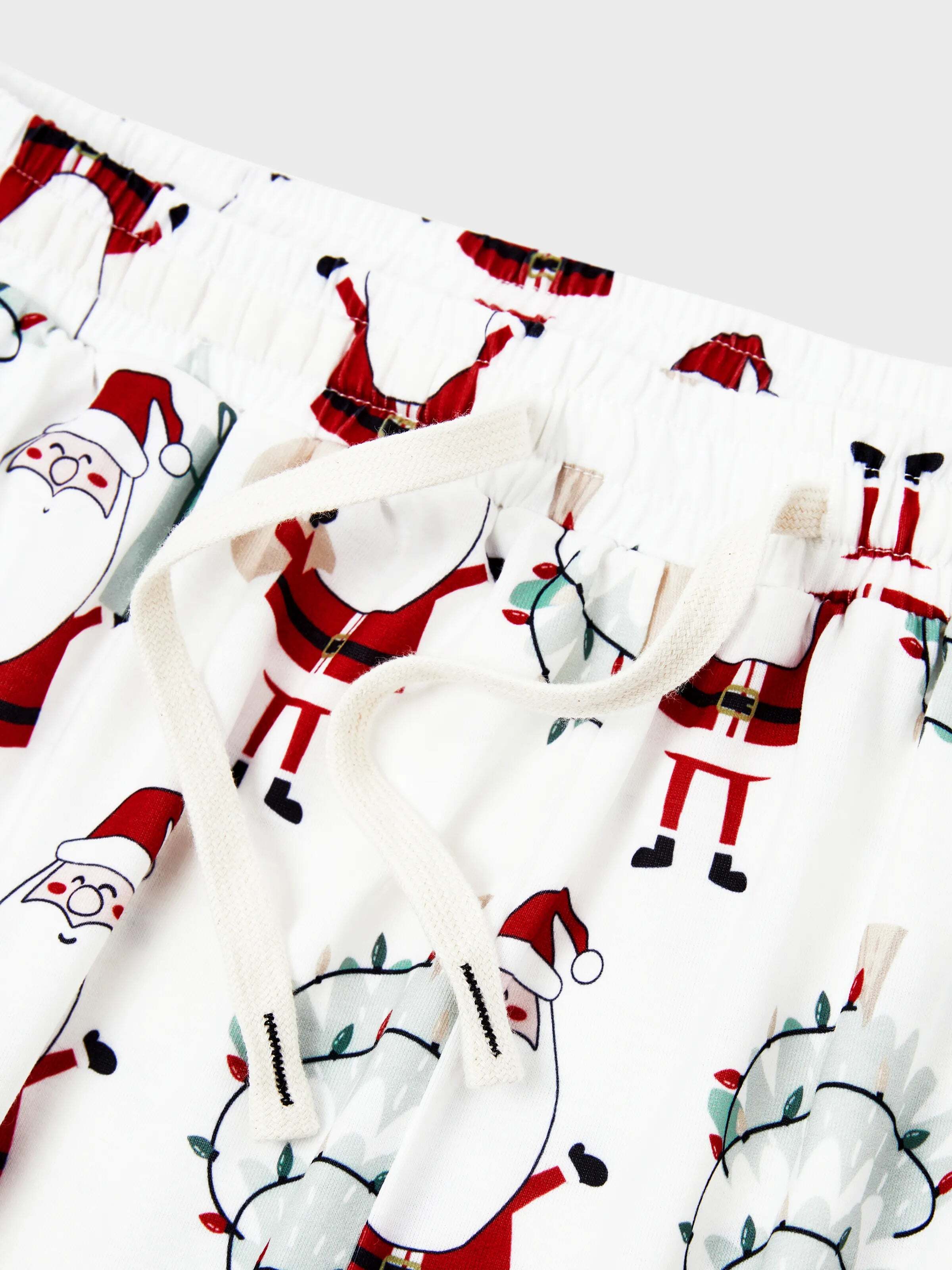 Christmas Matching Family Pajamas Set Gnome Print White PJS with Christmas Socks White