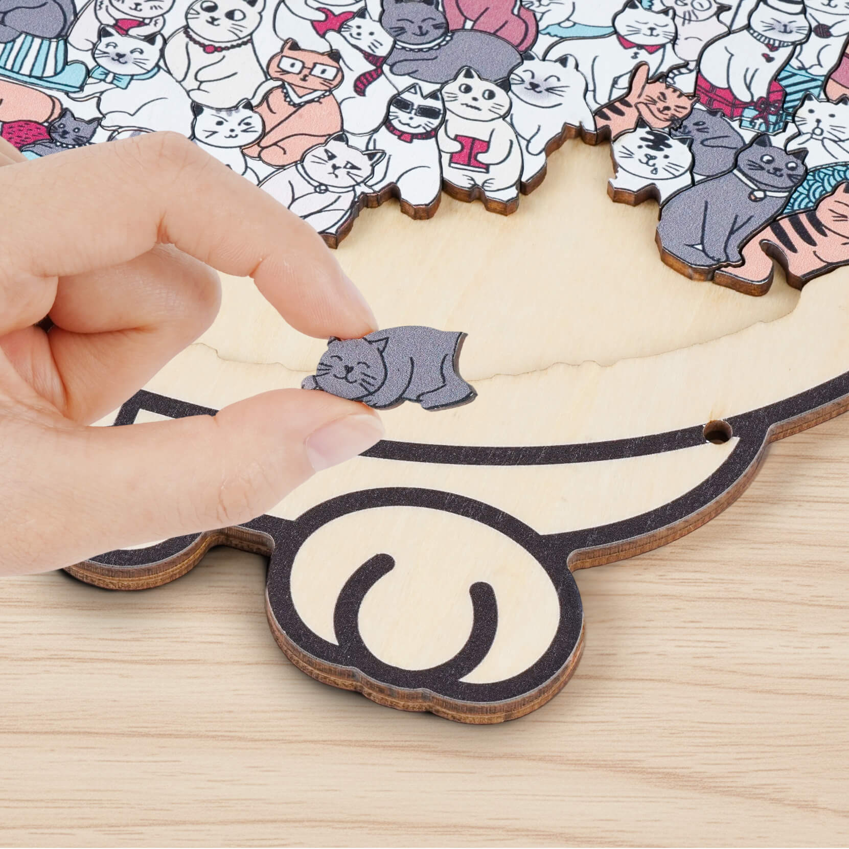 Morandi-Colored Cat/Dog Shaped Wooden Jigsaw Puzzle