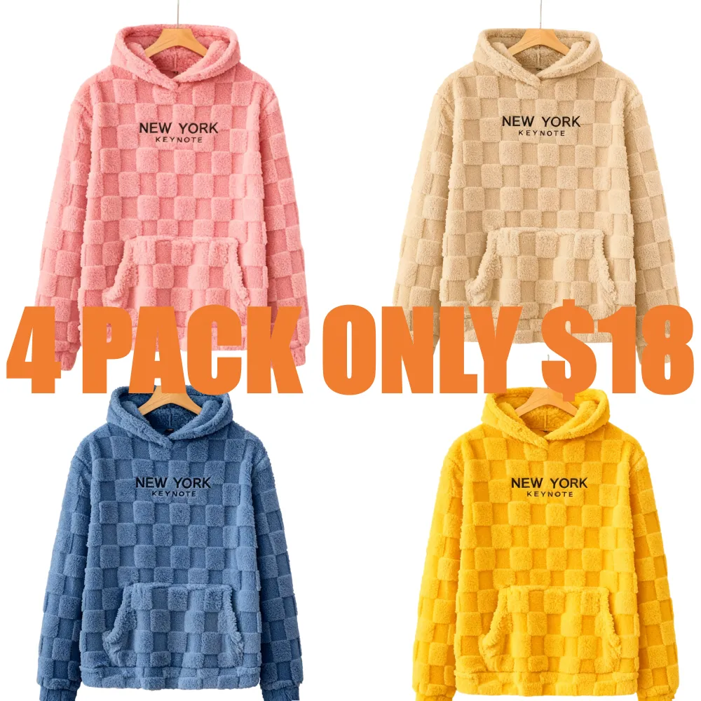 Letter Embroidery Flannel Hoodie