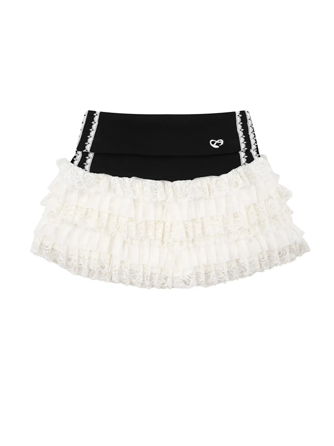 Layered Tulle Mini Skirt with Contrast Waistband