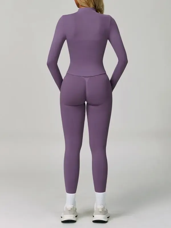 Women Quick-Dry Running Yoga 3-Piece Jacket Leggings Set