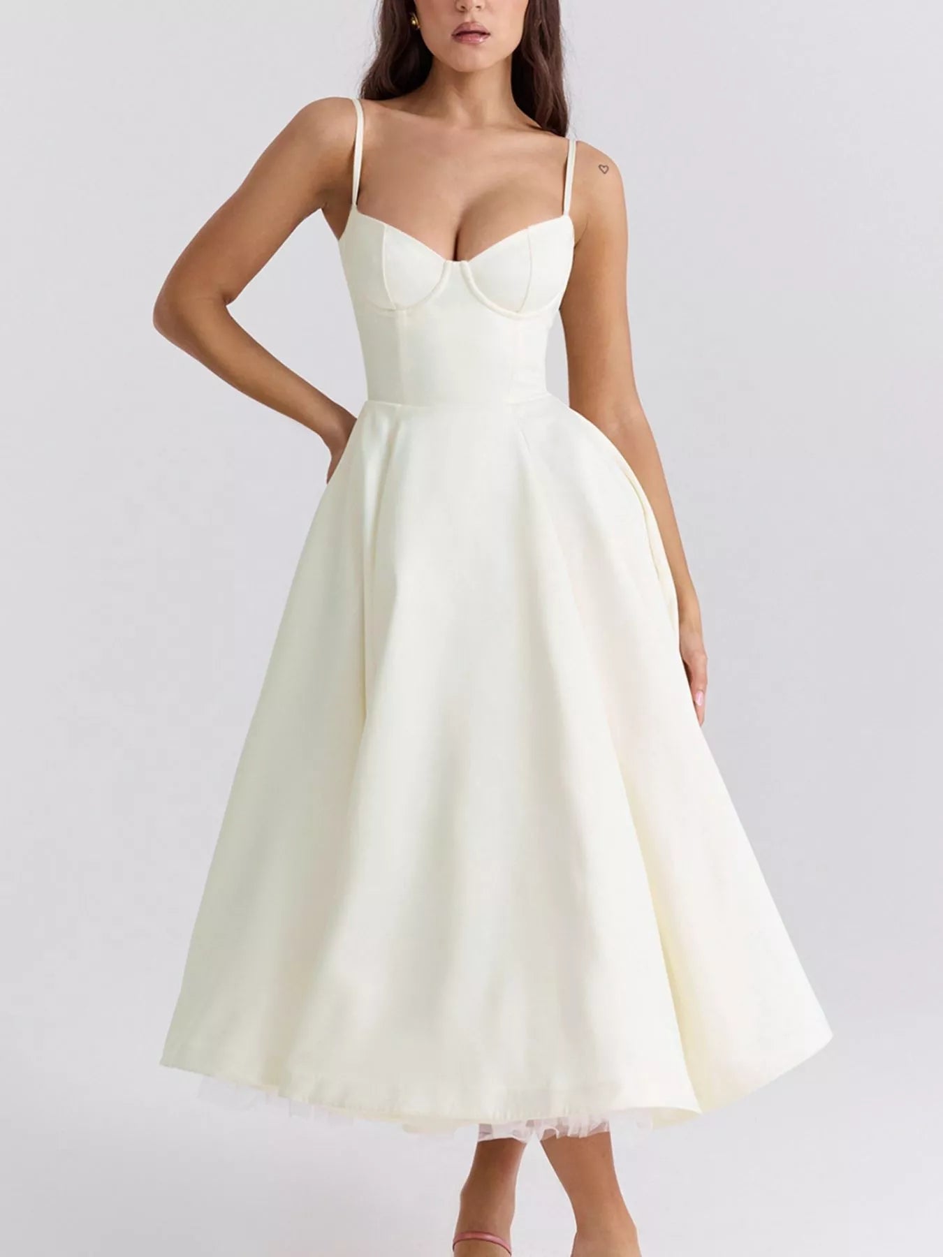 Sweetheart Neck A-Line Midi Dress