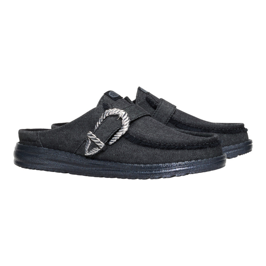 Wendy Slip Buckle Denim - Black/Black