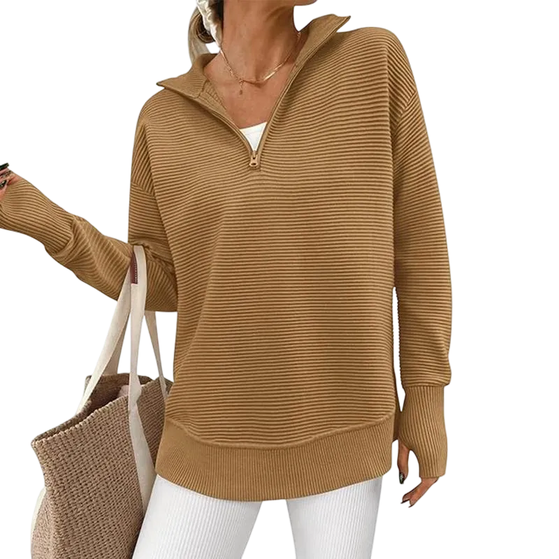 Women's Long Sleeve Quarter Zip Pullover Sweater