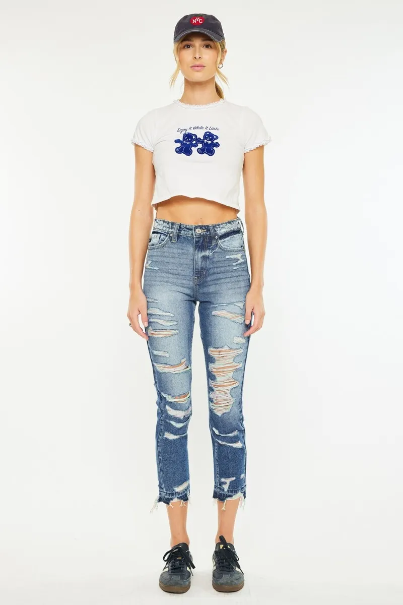 Distressed High Rise Skinny Jeans