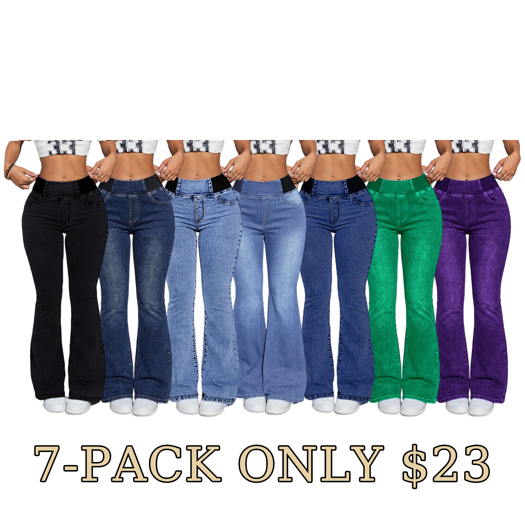 High-Waisted Stretch Flare Jeans