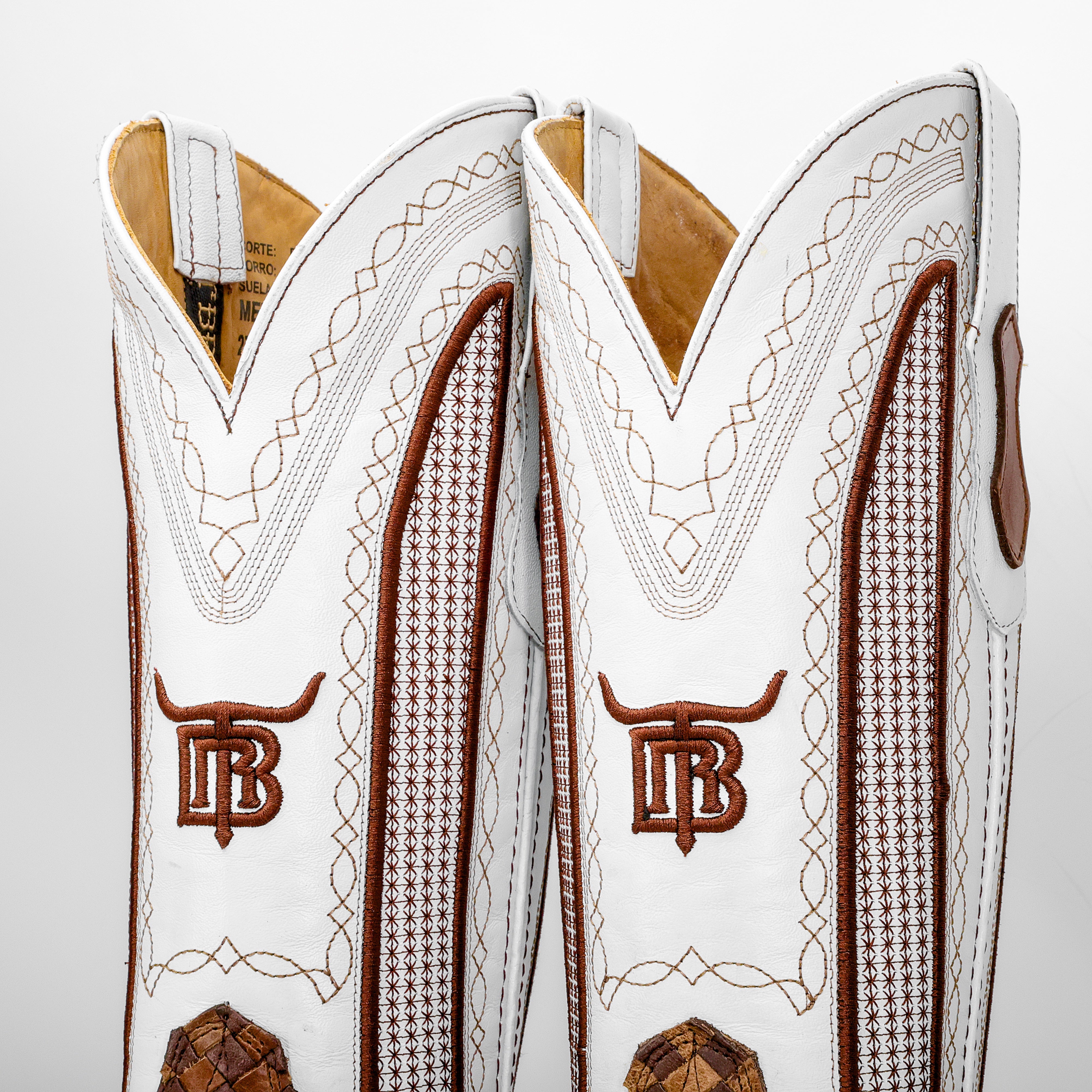 Tan Basketweave Boots -Square Toe