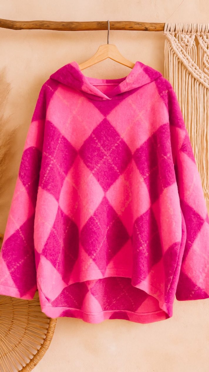 Women Hooded Plaid Casual Hoodie