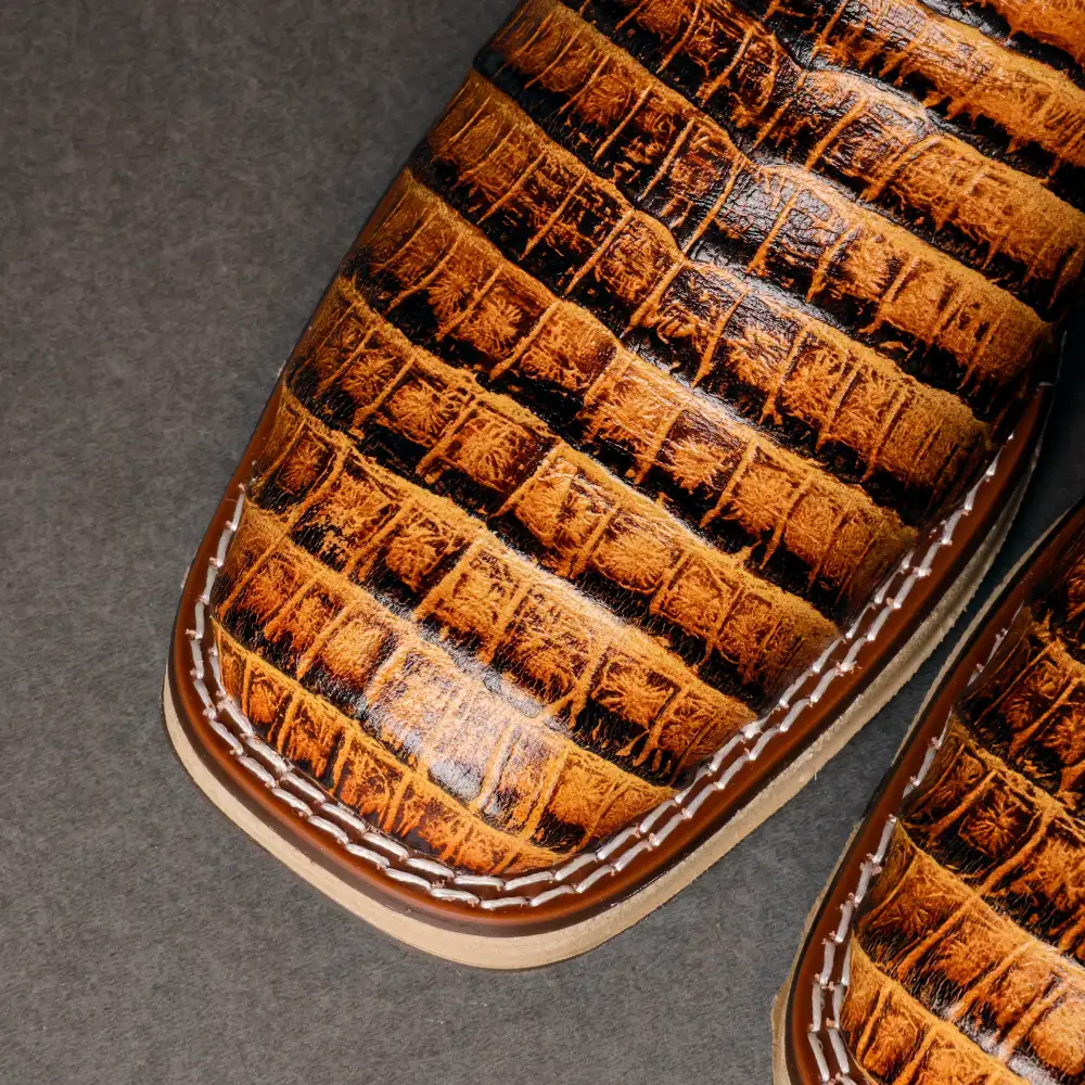 Honey Two-Tone Caiman Belly Leather Boots With 3D Lightweight Sole - Composite Toe