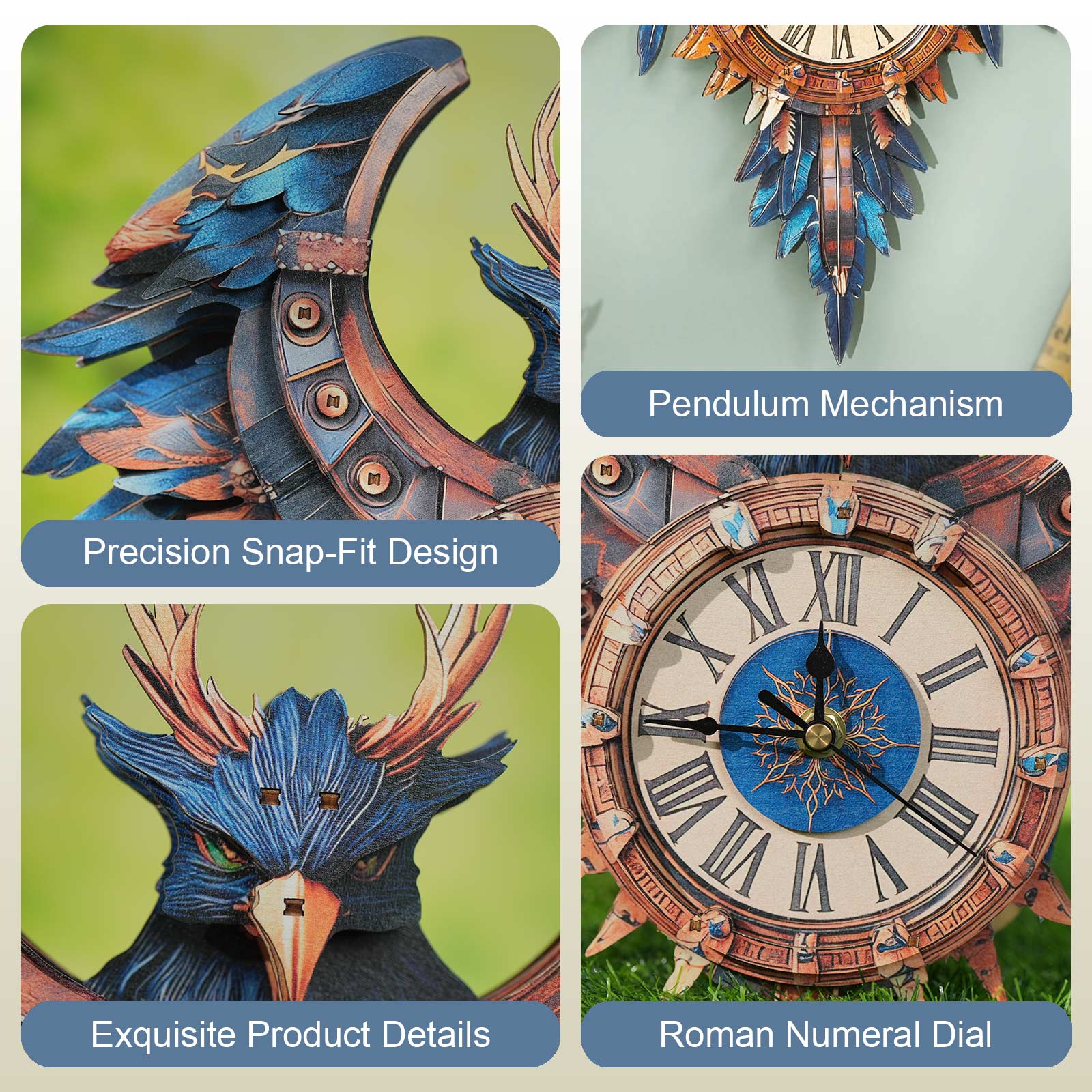 Thunderbirdâ€“ DIY Wooden Clock, 3D Puzzle Craft Kit