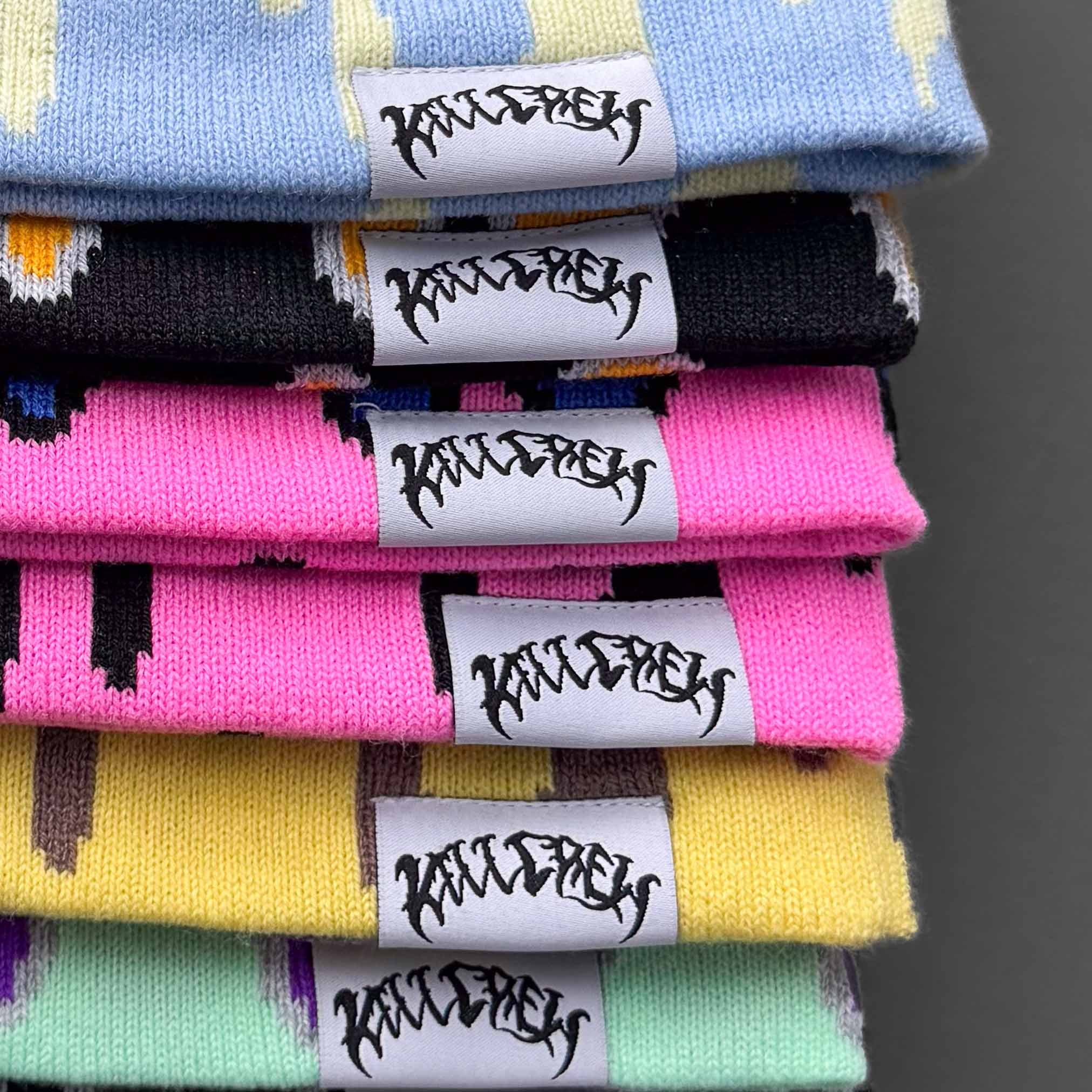 FLAME SKULL CAP BEANIE - GREEN / BLACK