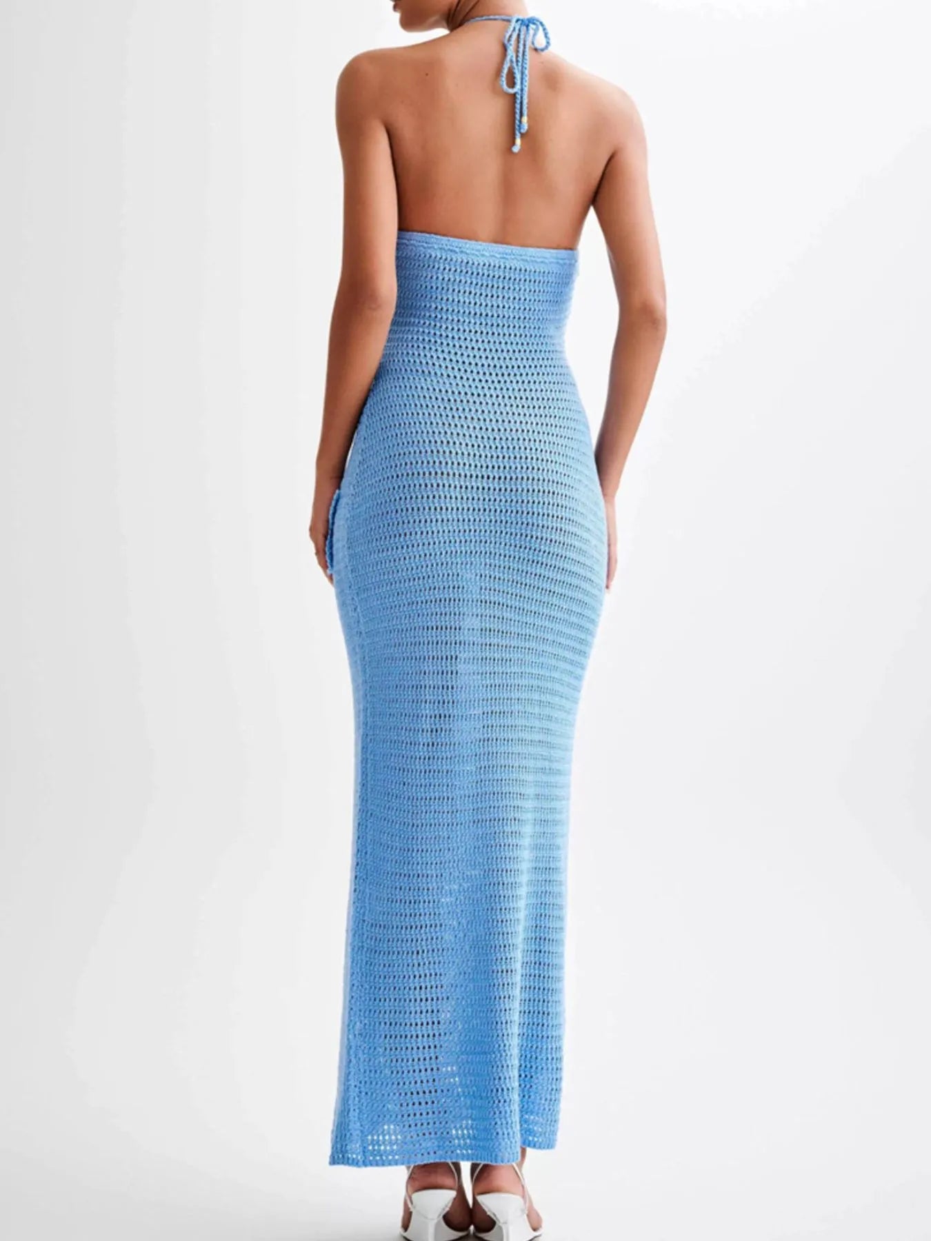 Crochet Floral Halter Knit Cover Up Dress