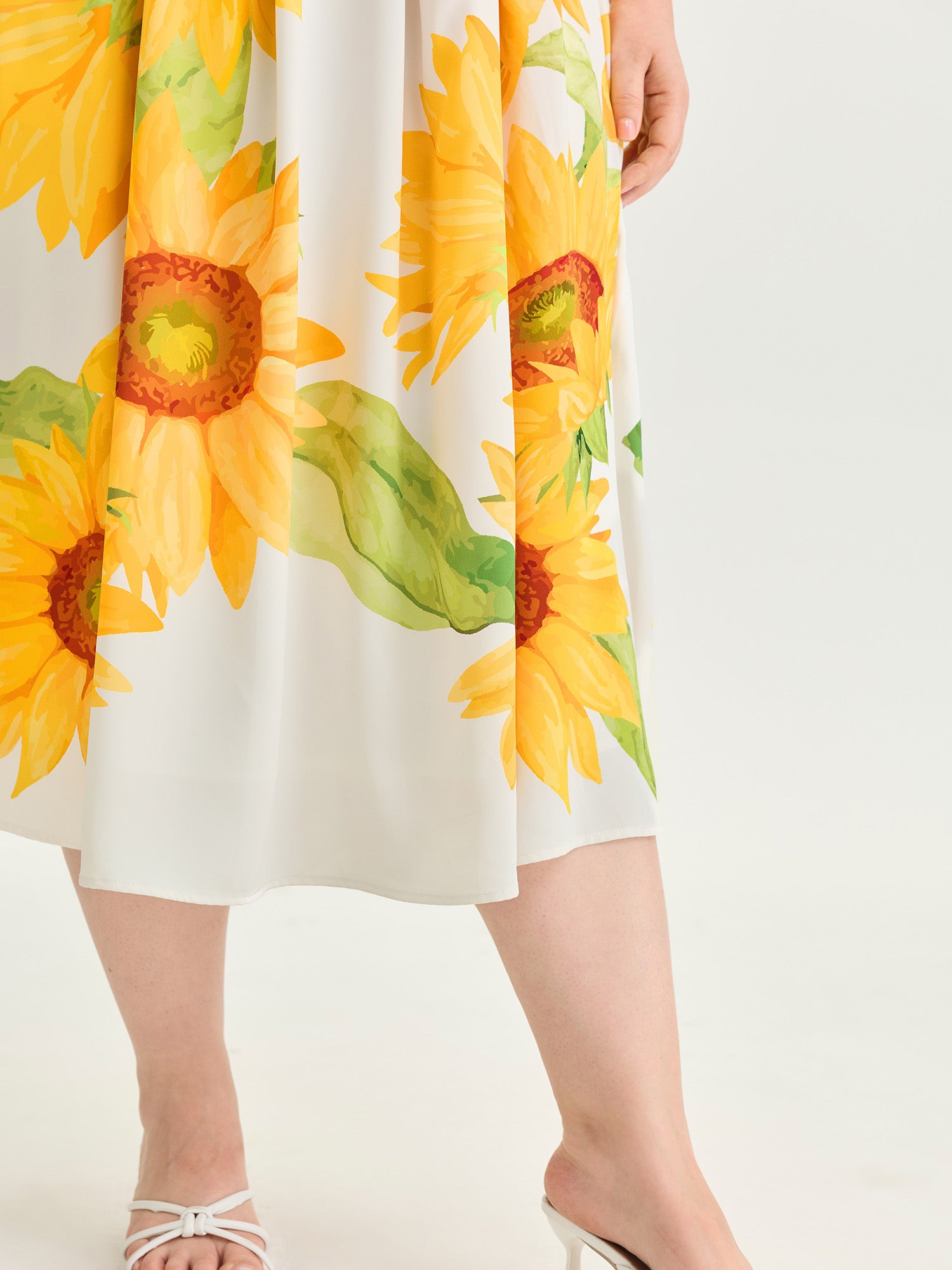 Sunkissed Sunflower Print Shirred Maxi Dress