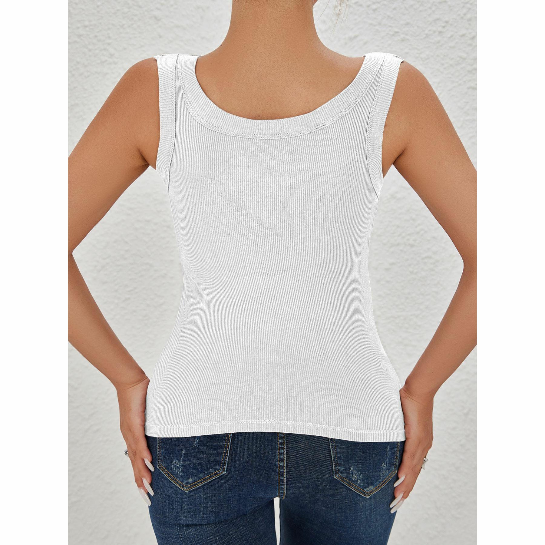 Women's Ribbed Built-In Bra Racerback Workout Tank Top