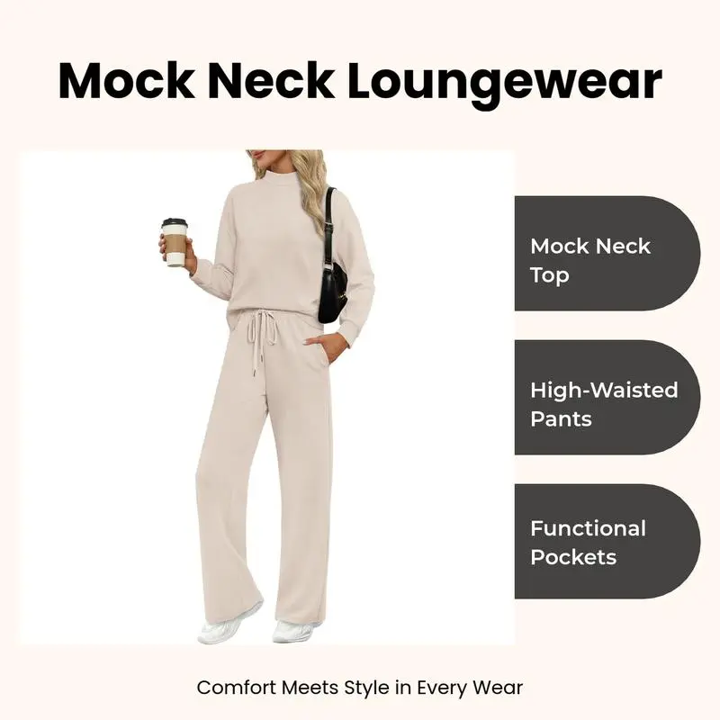 🔥Women's turtleneck top and casual suit set🔥