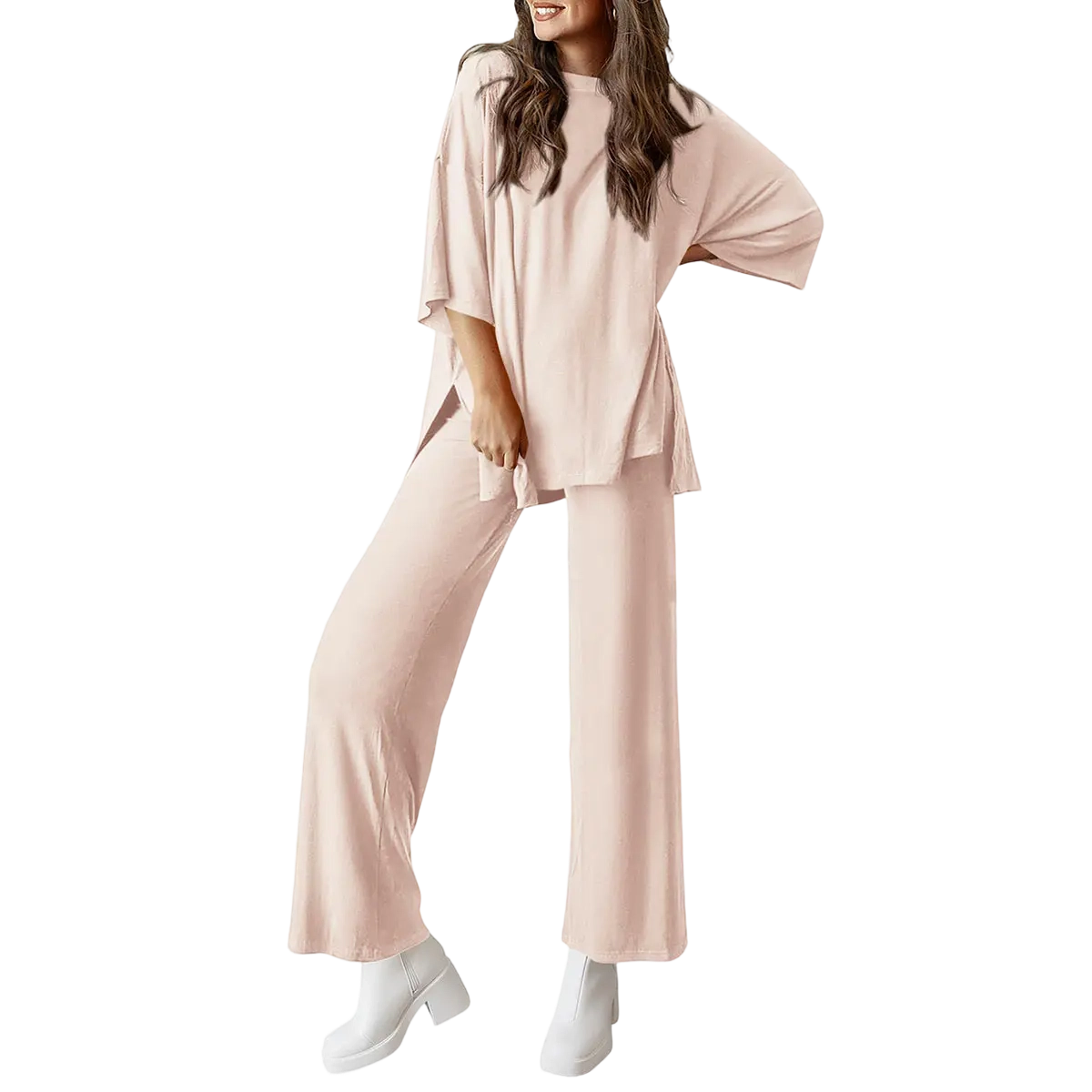 Everyday Comfort 2-Piece Lounge Set (Relaxed Fit Top & Wide Leg Pants)