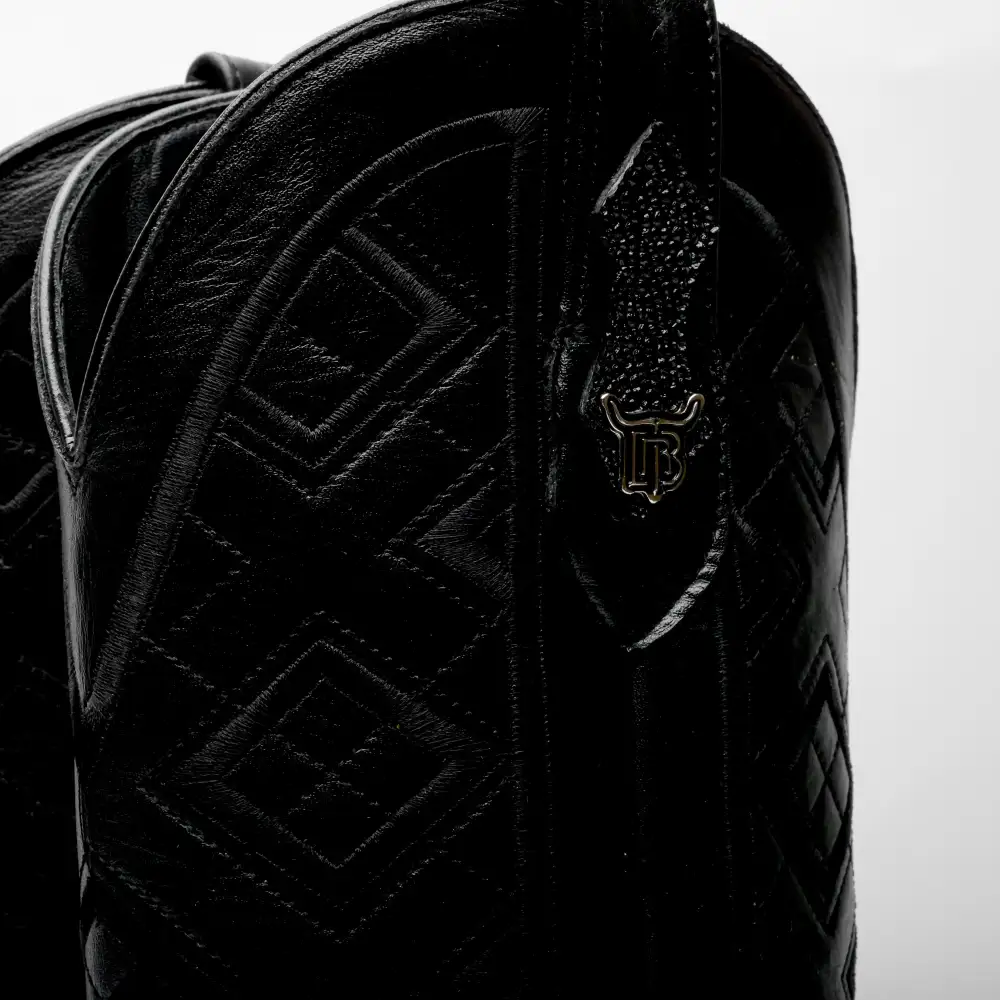 Black Stingray Leather Boots - Square Toe