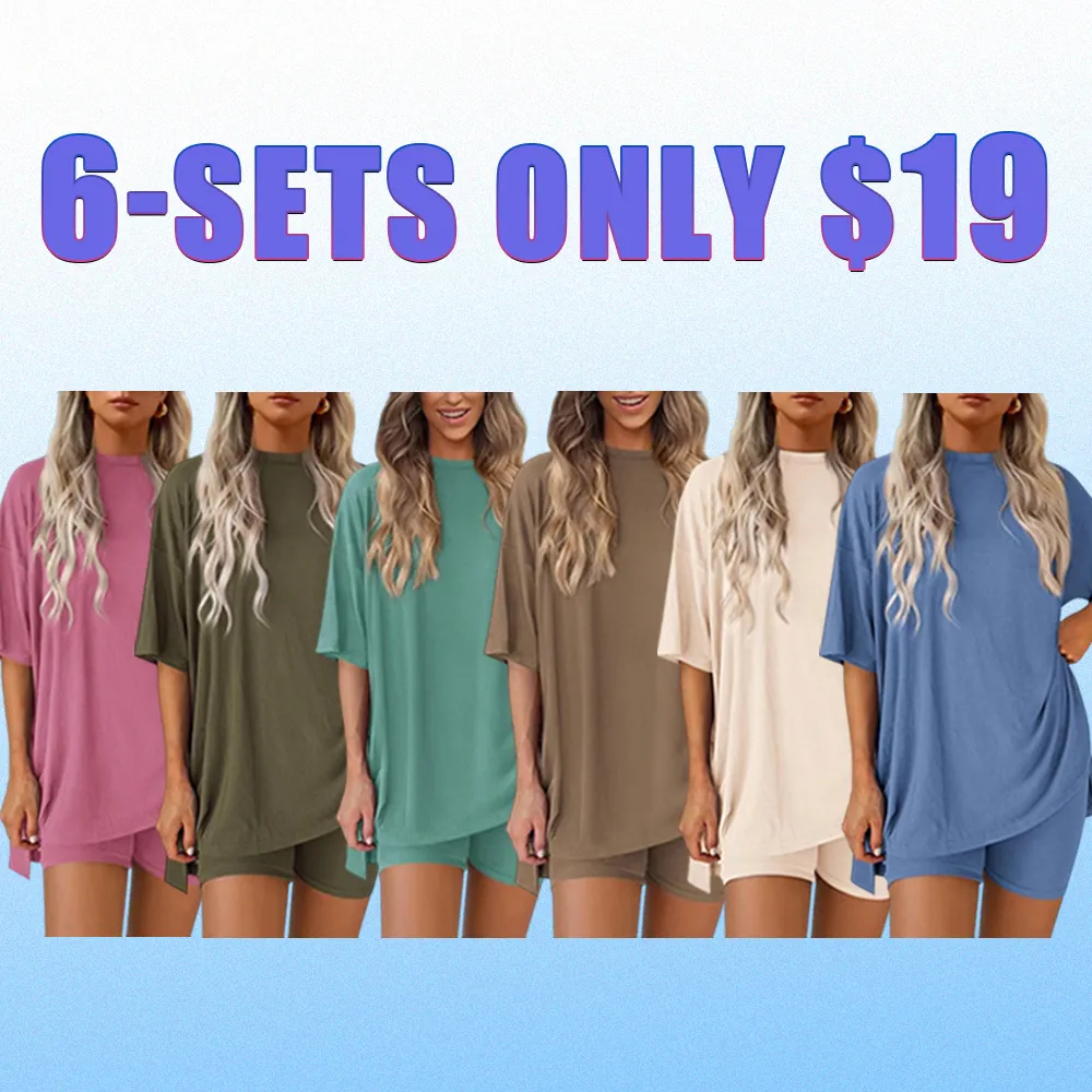 🔥Women’s Oversized Lounge Set-Breathable Crewneck Top & Pocket Shorts
