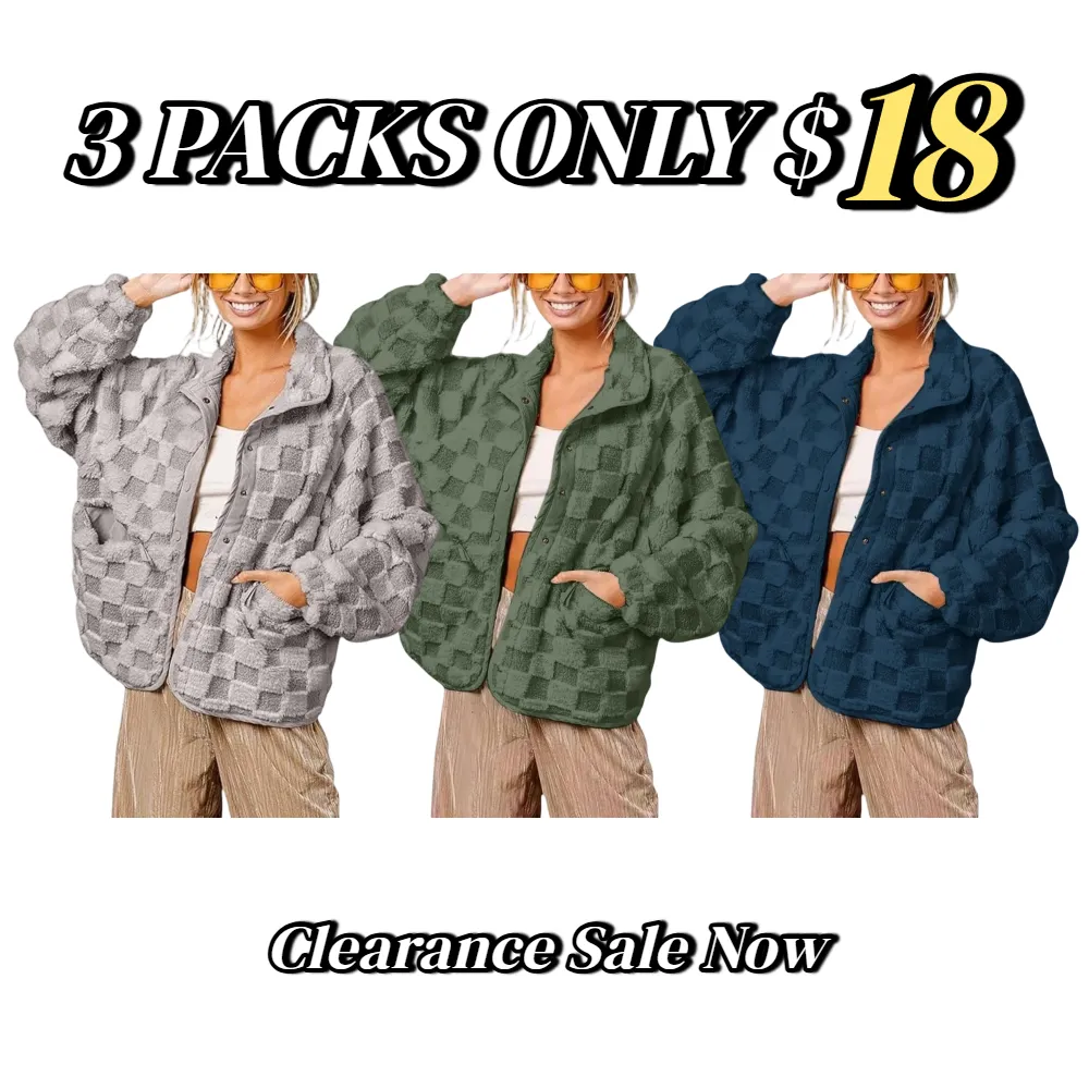 Women's winter casual plaid fleece jacket