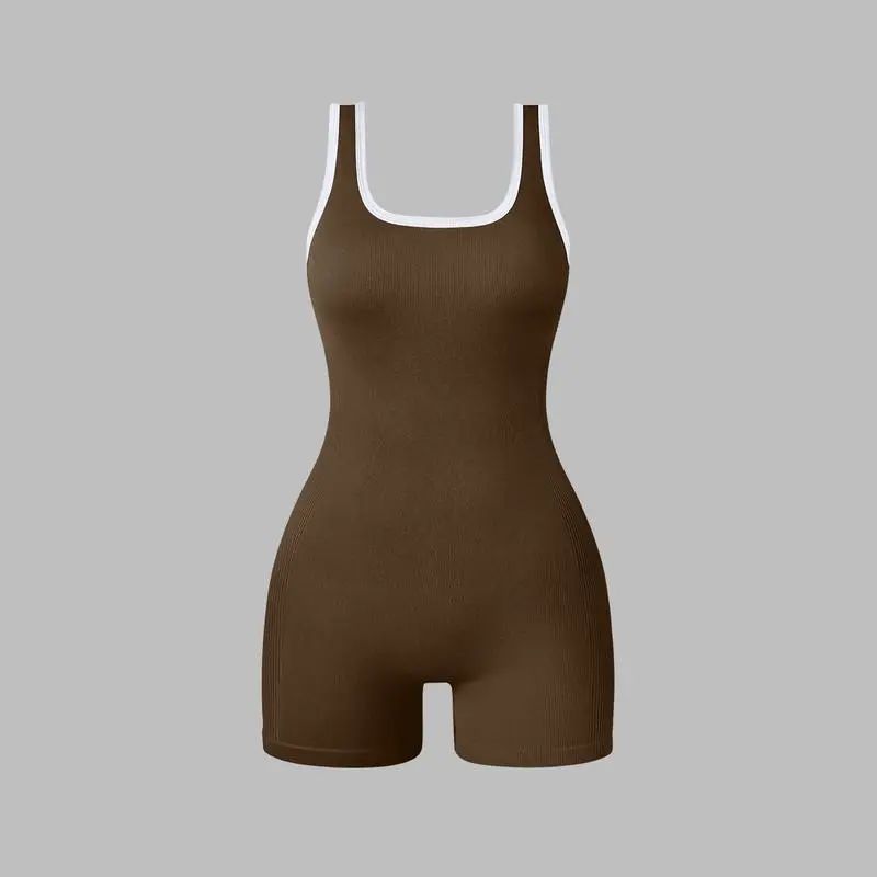 Lady's Sleeveless Solid-color Close-fitting  Rompers