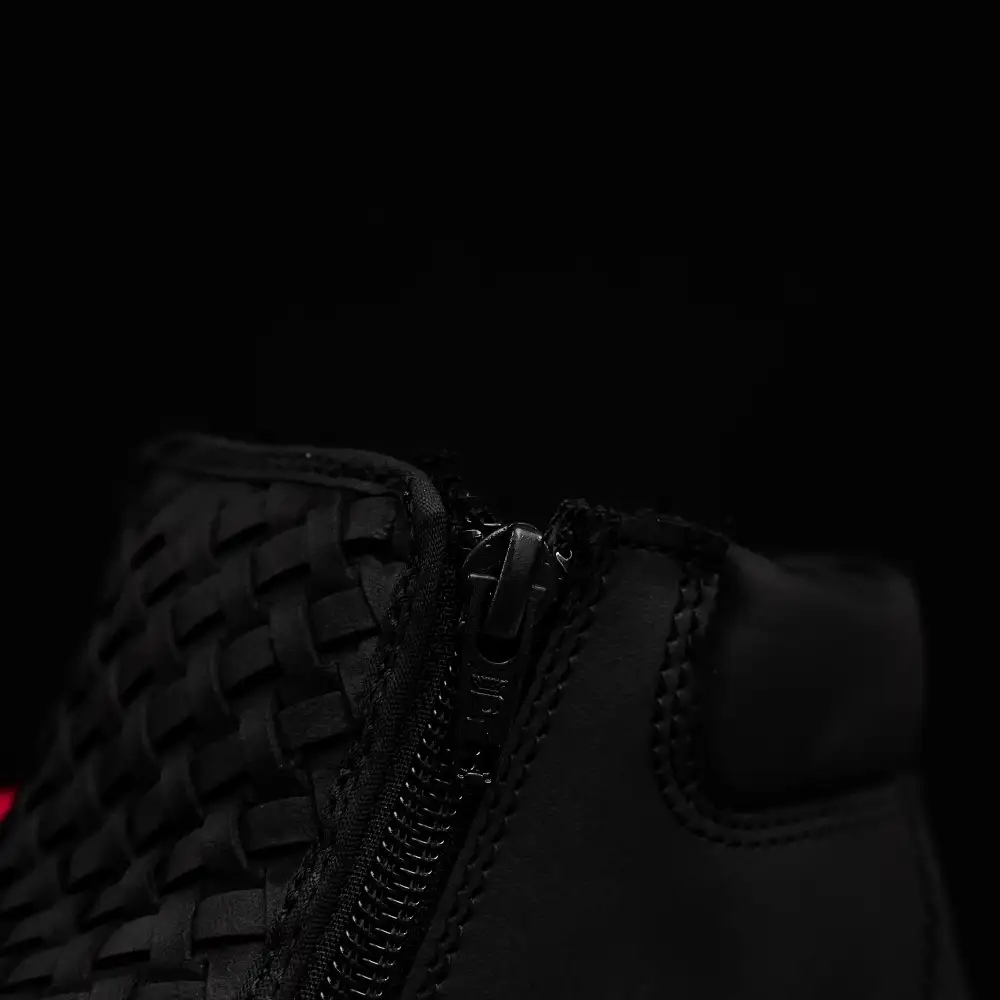 Black Basketweave Leather Botin With 3D Lightweight Soles - Square Toe