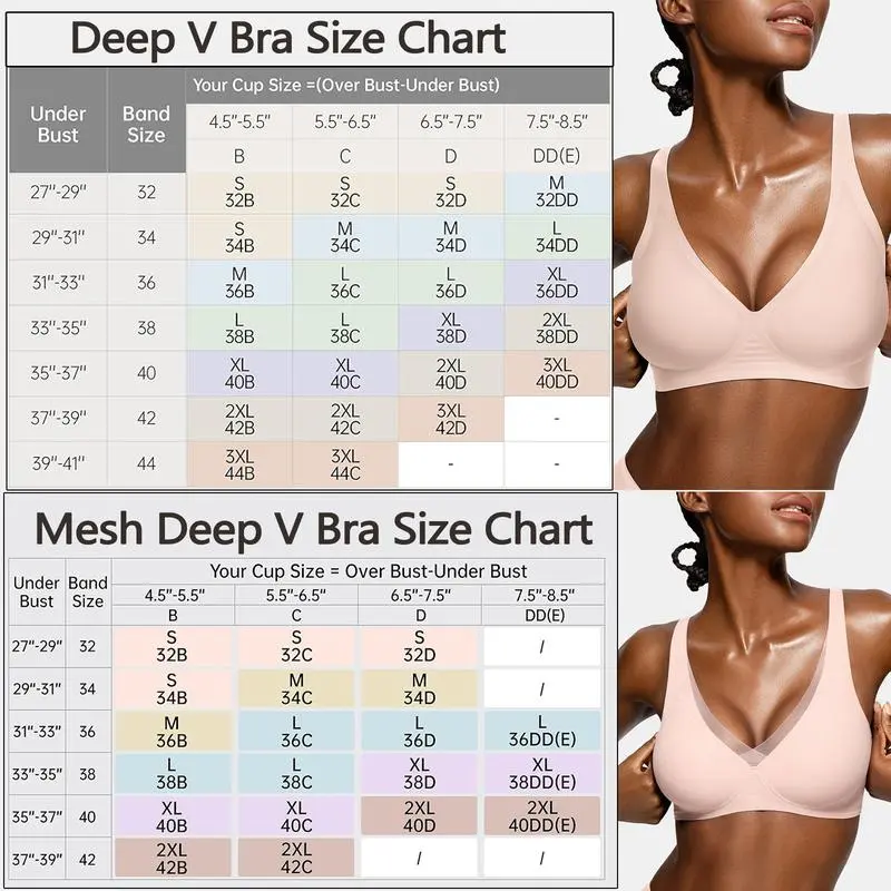 Womens Comfortable Wireless Bras Push Up Bralettes Seamless Tshirts Bras Deep V