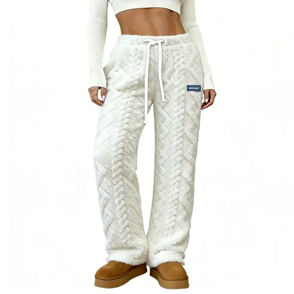 Women's fleece sweatpants, cable knit trousers