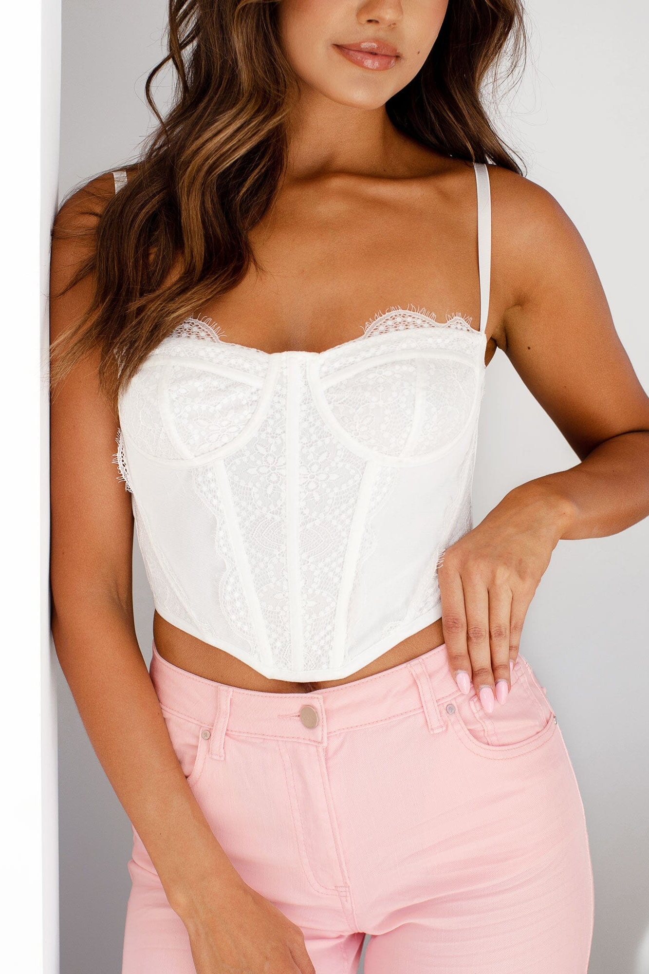 Soft-Touch Corset Lace Top