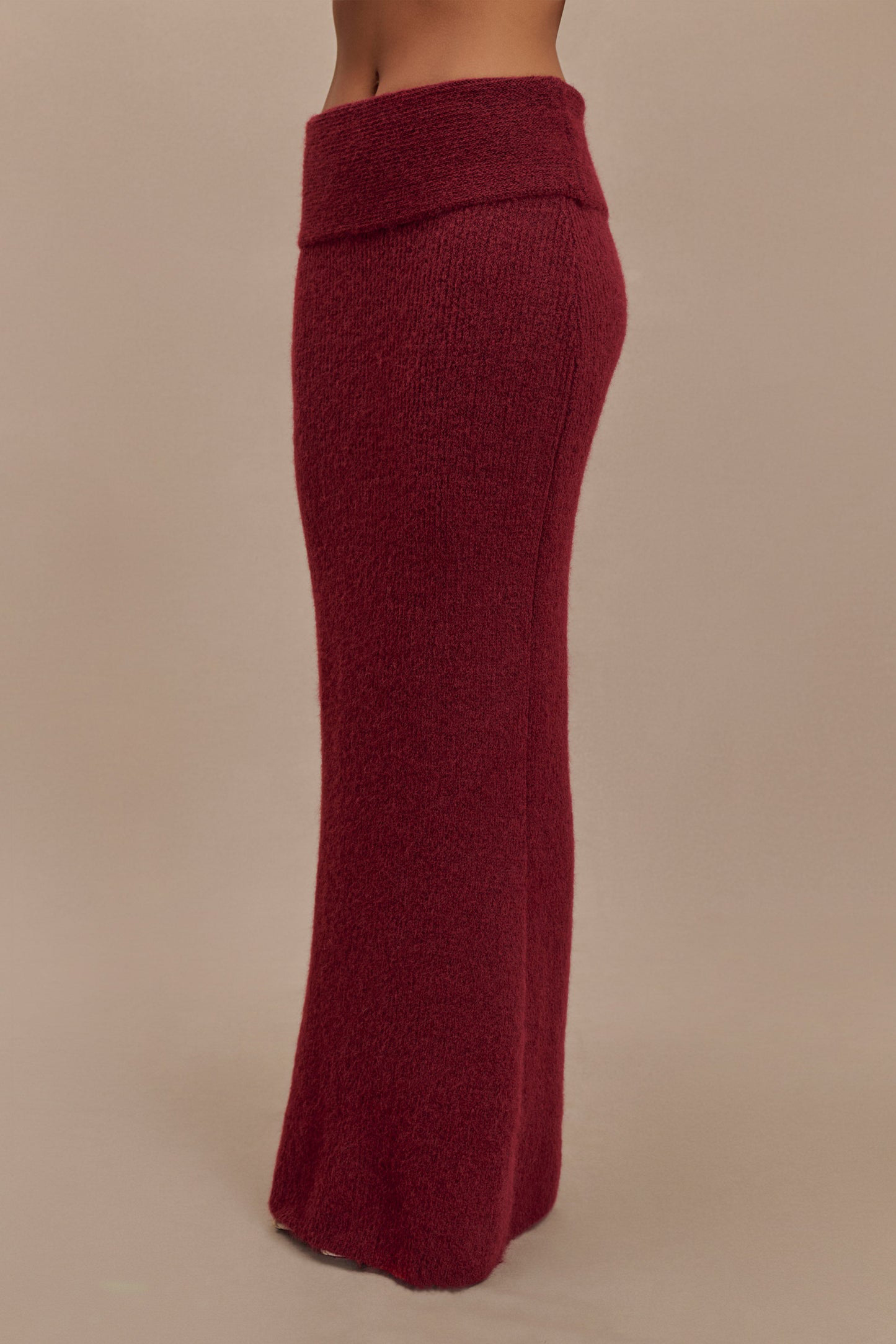 Skinny Knit Maxi Skirt With Overlay
