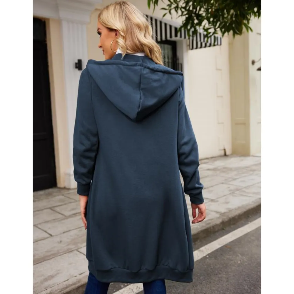 Women Casual Zip up Fleece Hoodies Tunic Sweatshirt