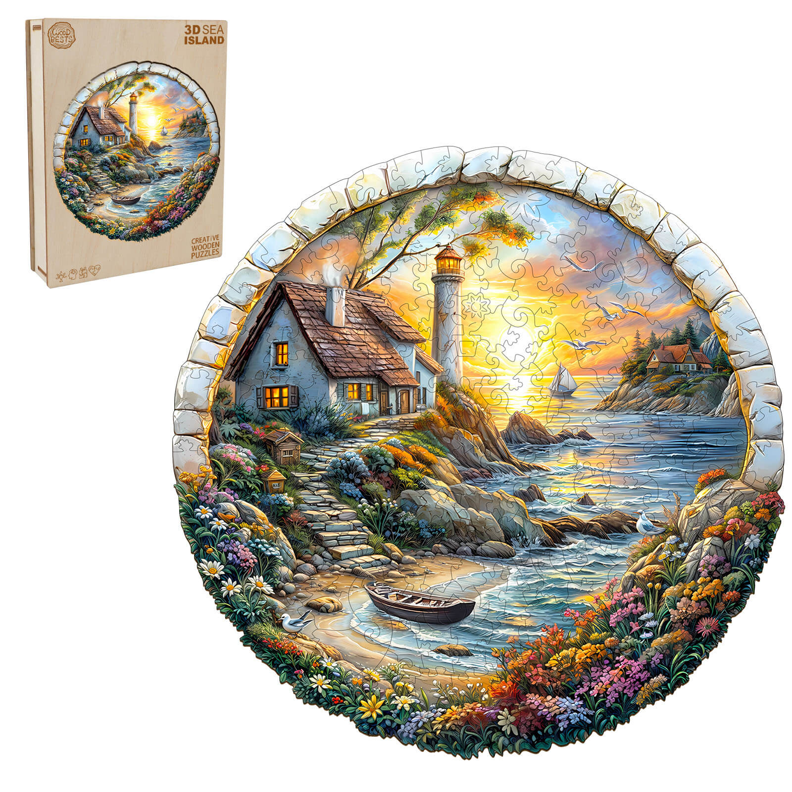 3D Sea island Wooden Jigsaw Puzzle