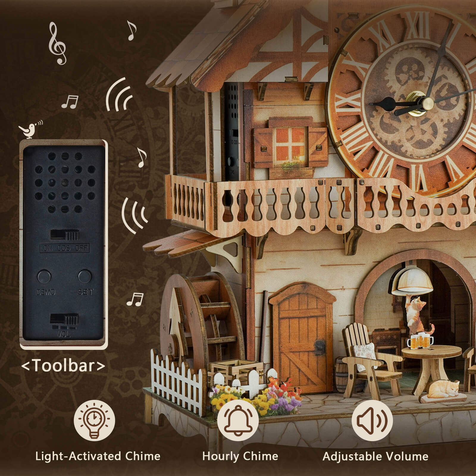 Cuckoo Calling German Cottage â€“ DIY Wood Clock, 3D Puzzle Kit