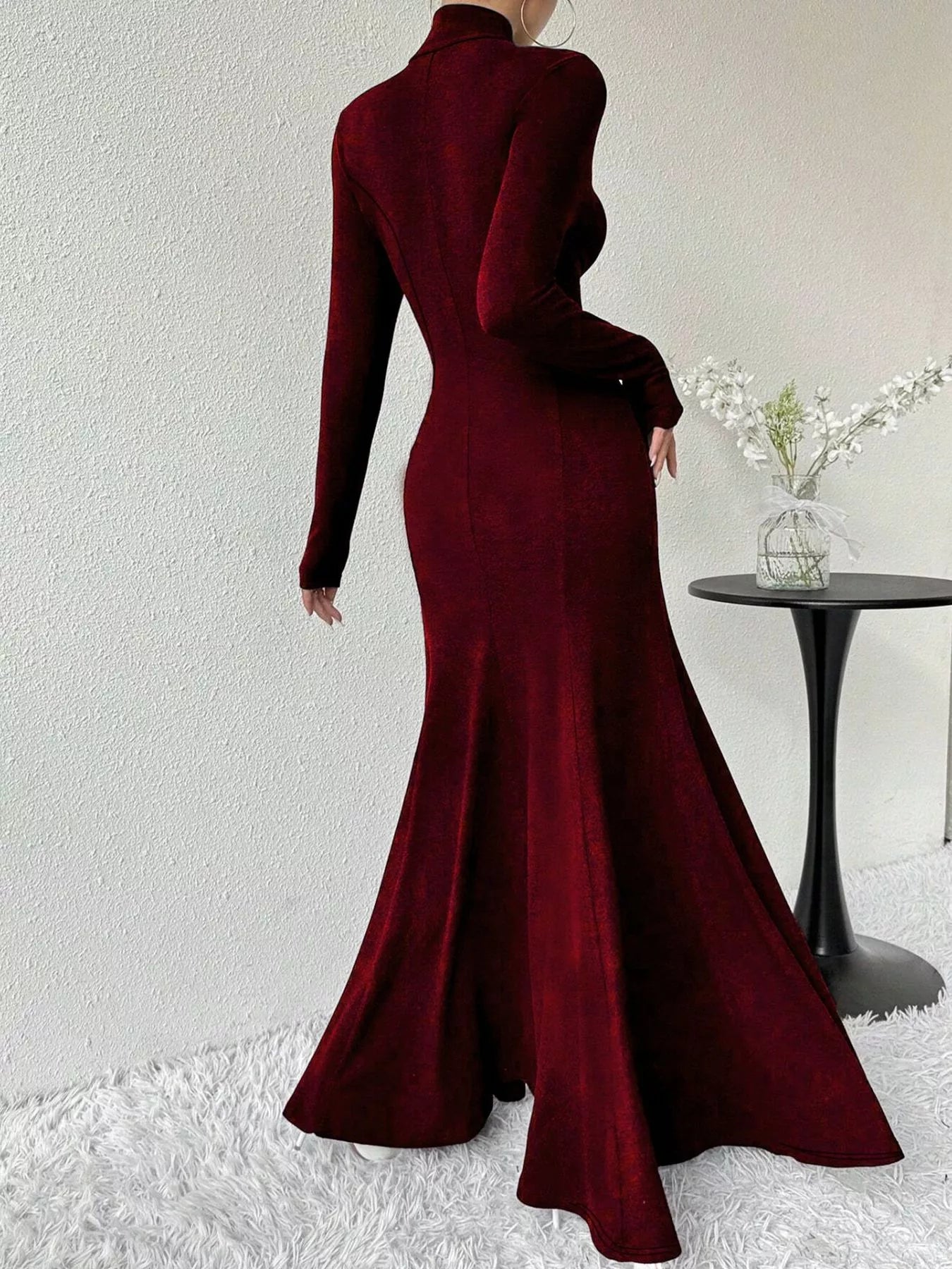 Turtleneck Long Sleeve Maxi Mermaid Dress