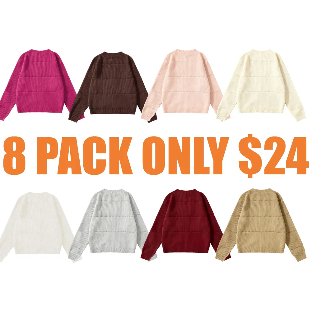 Women's Simple Minimalist Plain Textured Round Neck Sweater