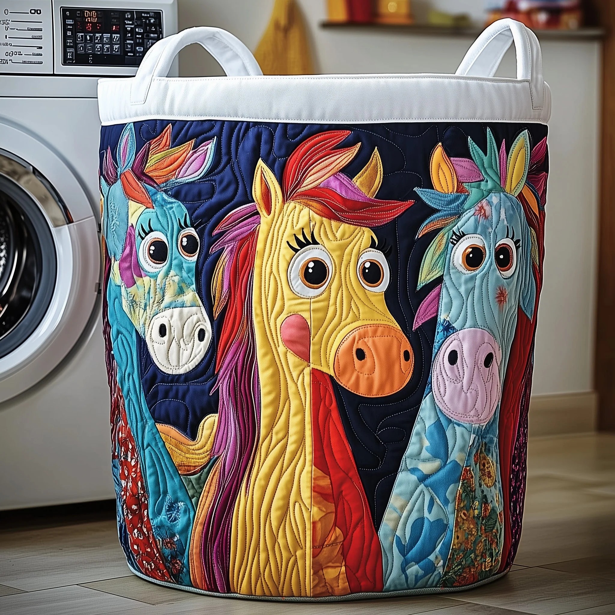 Funky Horse Quilted Laundry Basket – 2026 New 3D Textured Craft Design