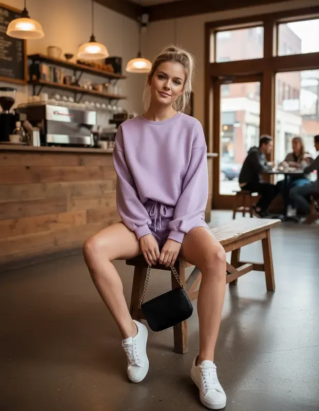 Women's Sporty Round Neck Tracksuit Set