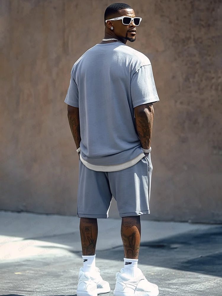 Contrast Fake Two-Piece Cotton Set