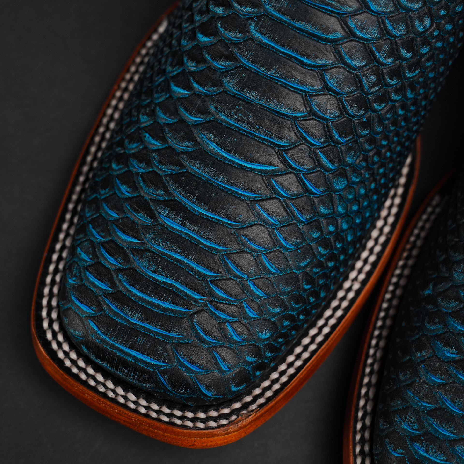 Matte Blue Python – Square Toe
