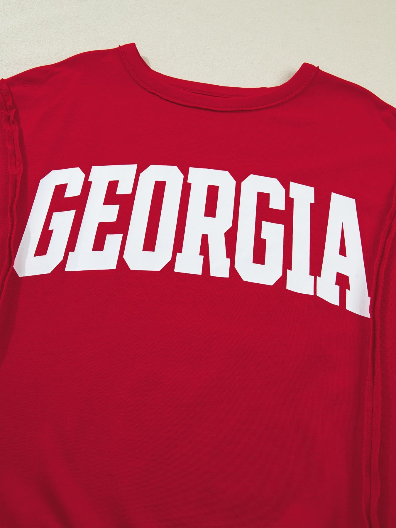 GEORGIE Letter Raw Seam Drop Shoulder Loose Tee