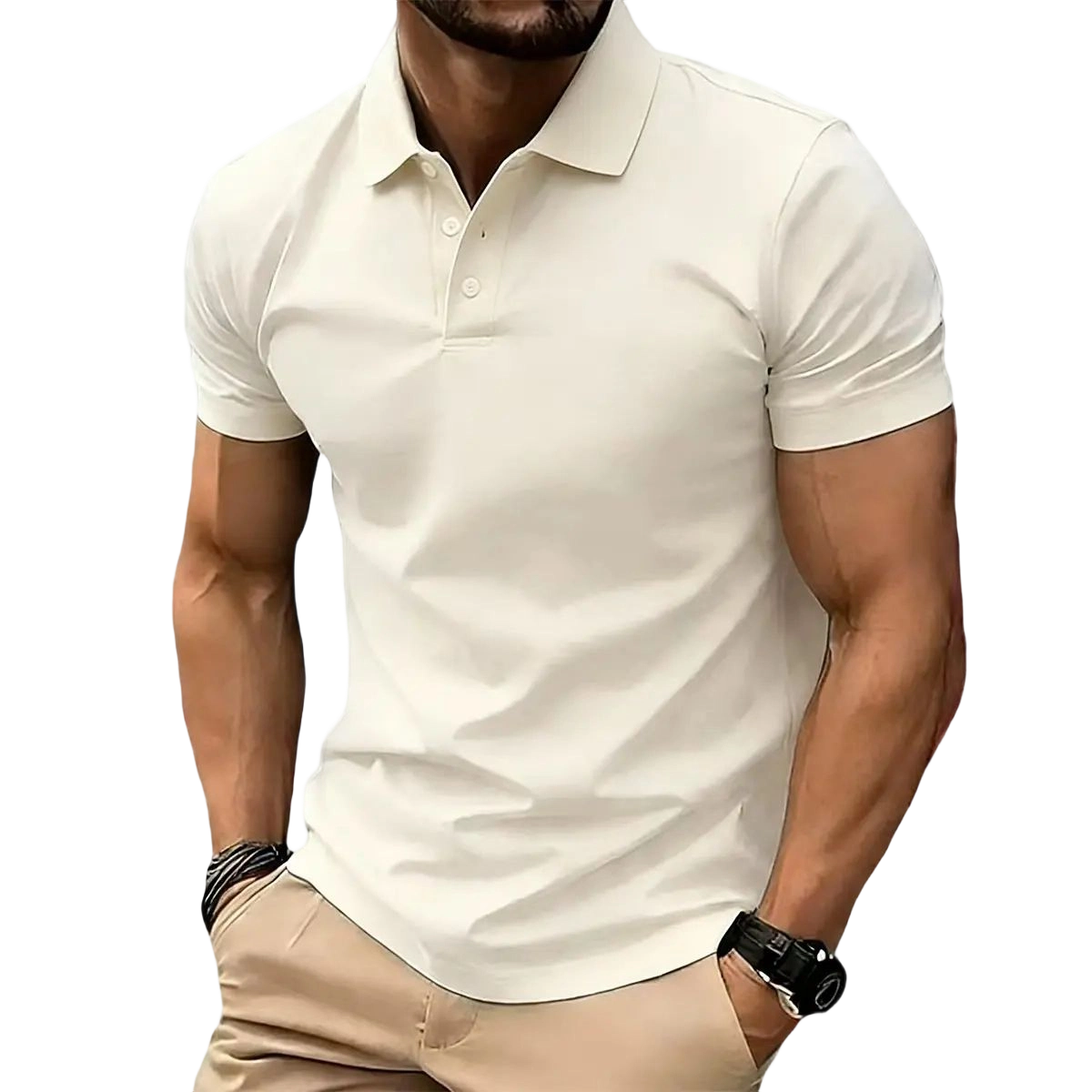 Men's Casual POLO Shirt, Solid Color Button Versatile Basic