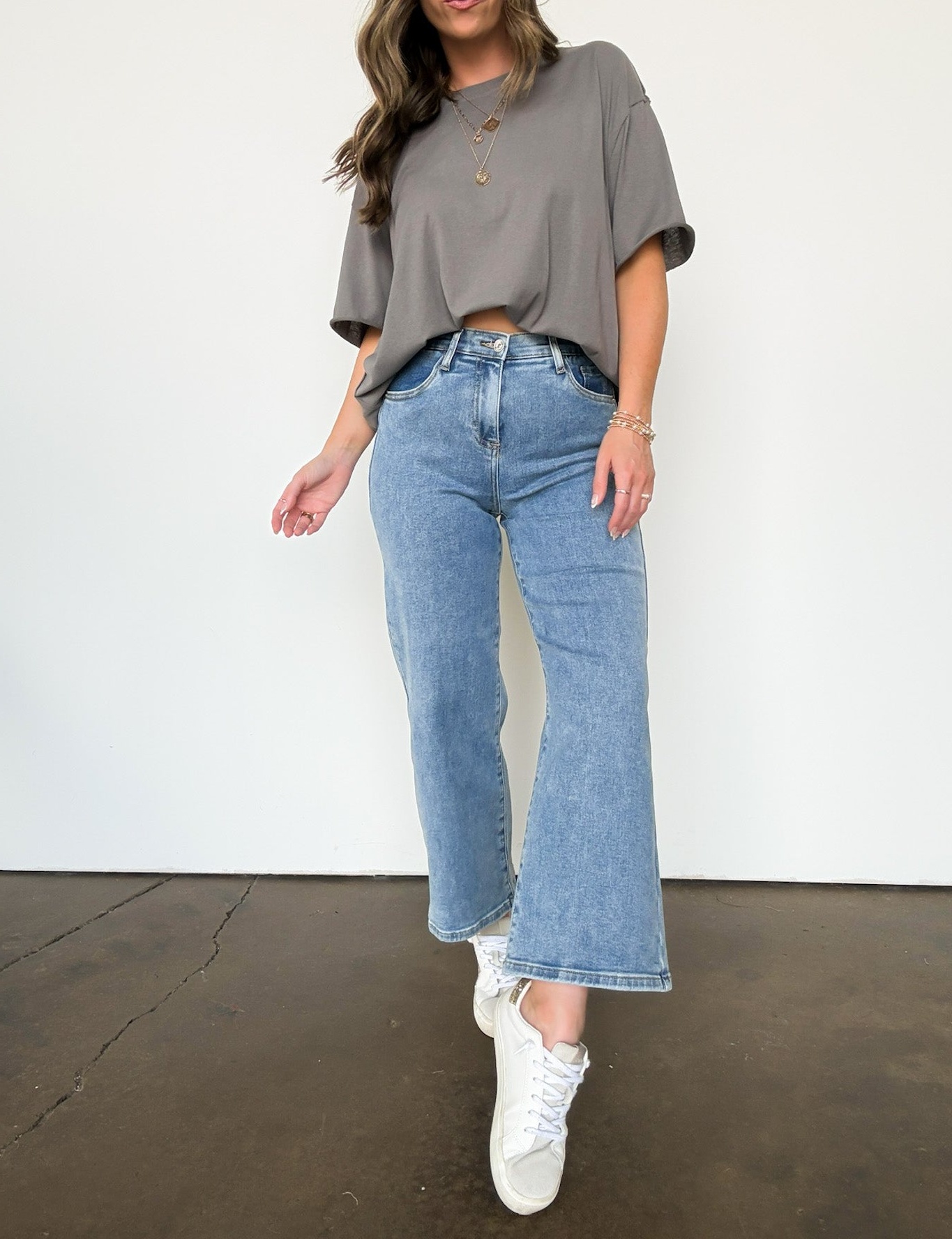 High Rise Bootcut Crop Jeans