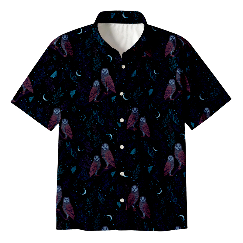 Episodic Owl Floral Button Up Pocket Shirt