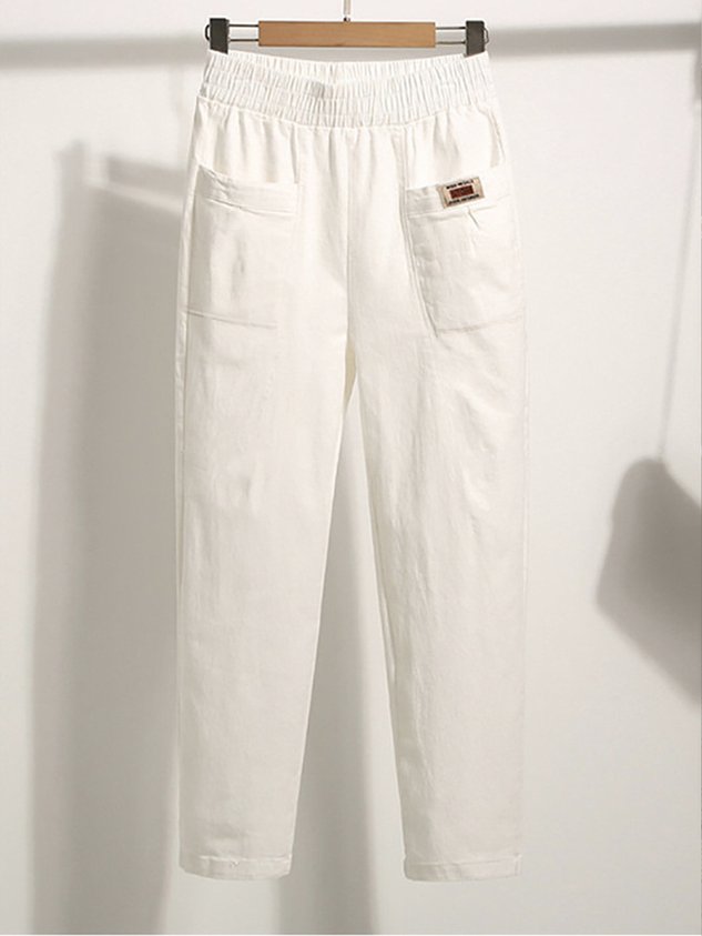 Loose Cotton Casual Pocket Stitching Pants