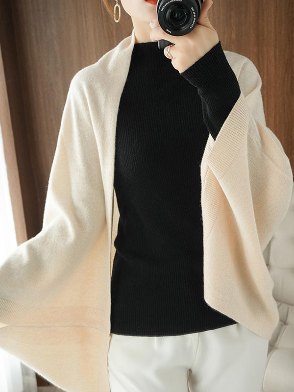 Casual Loose Solid Color Shawl&Cloak