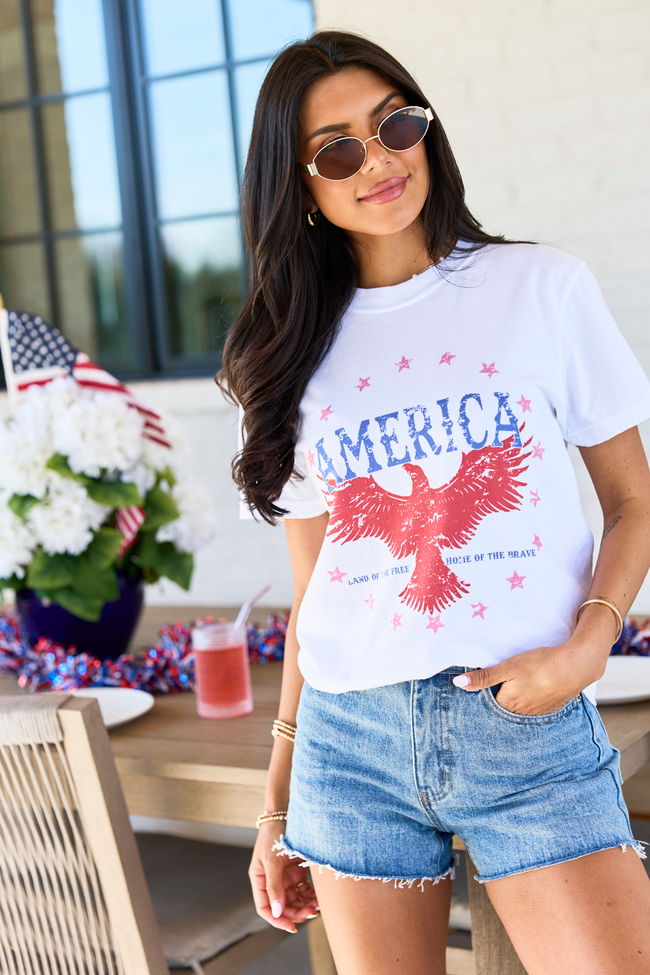 American Eagle White Graphic Tee