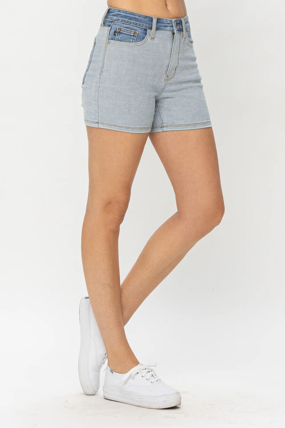 Color Block Denim Shorts